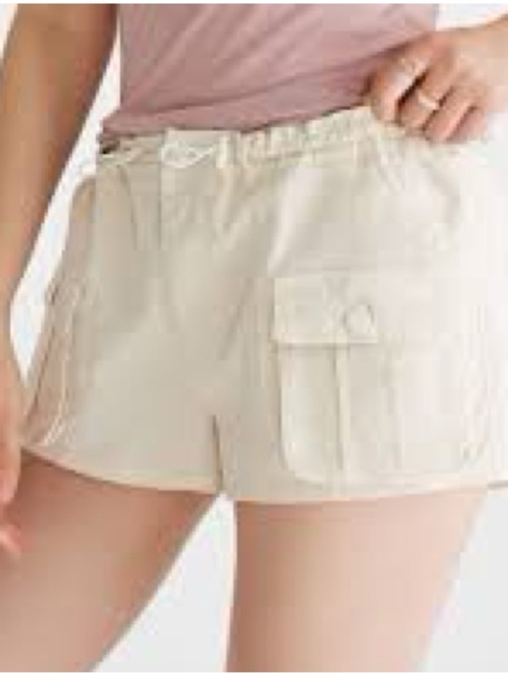 Aeropostale Cream LowRise Cargo Shorty Shorts with Drawstring Waist